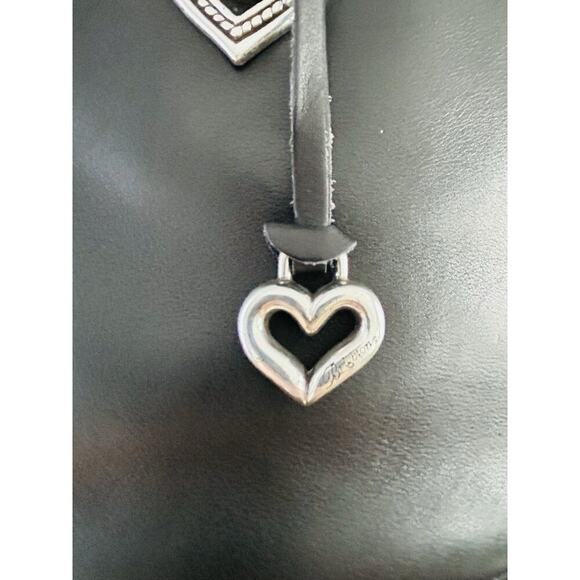 Vintage Brighton Black Leather Caroline Bucket Bag Purse Hearts Brown Croc Tote - Picture 8 of 16